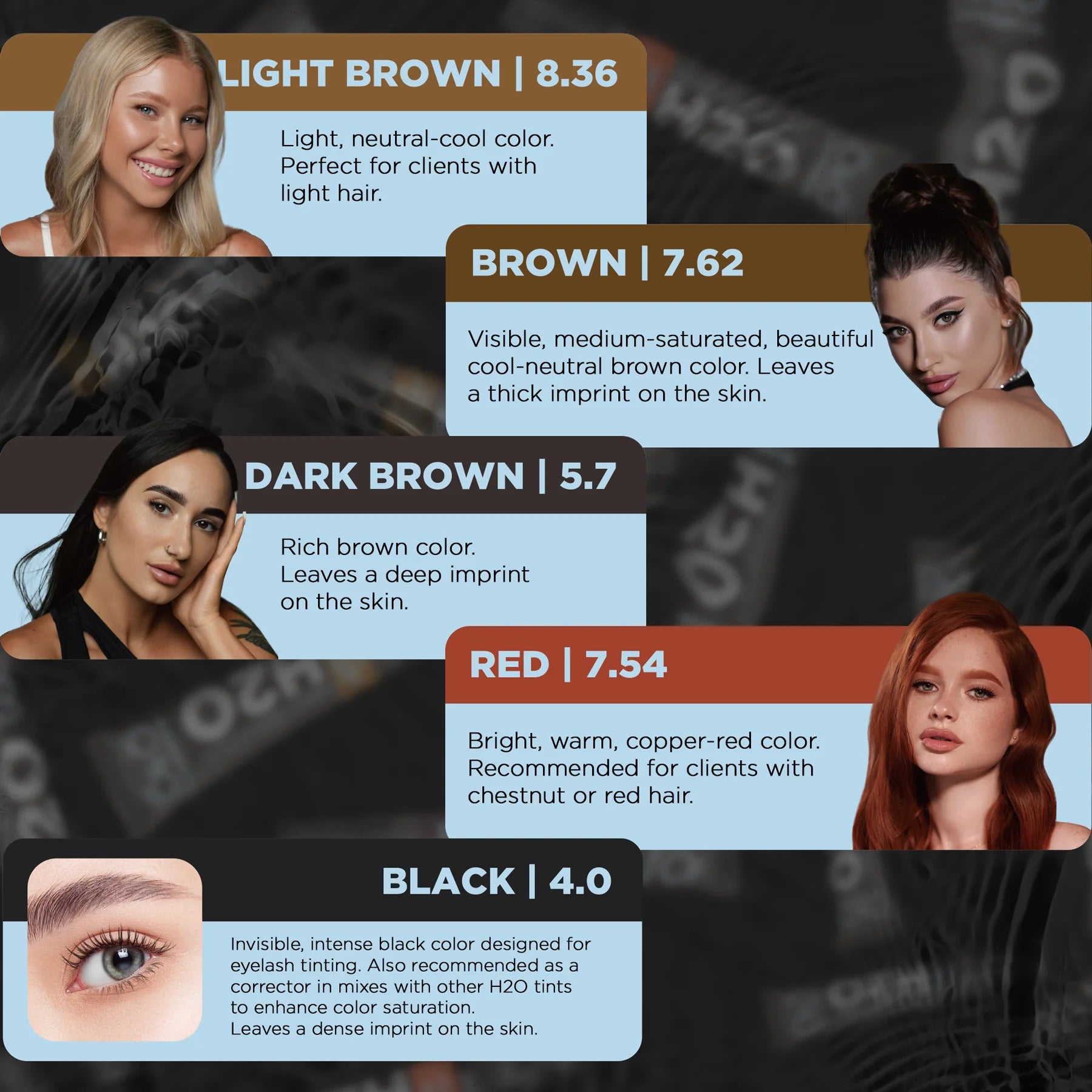 Рідкий гібридний відтінок для вій та брів OkO H2O ЧОРНИЙ 15 мл